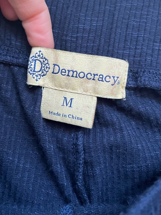Democracy Dark Navy Ribbed Cropped Wide Leg Lounge Pants size Medium - Picture 3 of 11